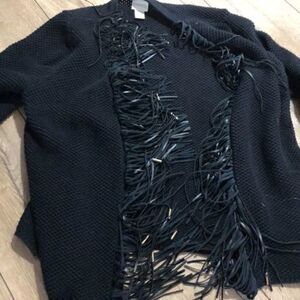Chico’s black fringe sweater​